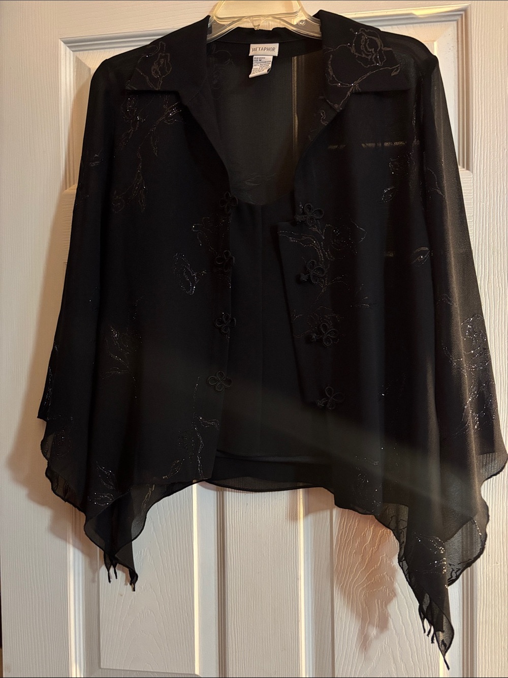 Metaphor Black Sheer Embellished Women's Tunic Top